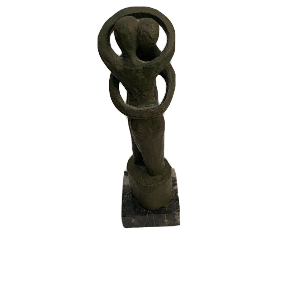 AMR Male & Female Sculpture Black Marble Base, 1960s MCM Alva Museum